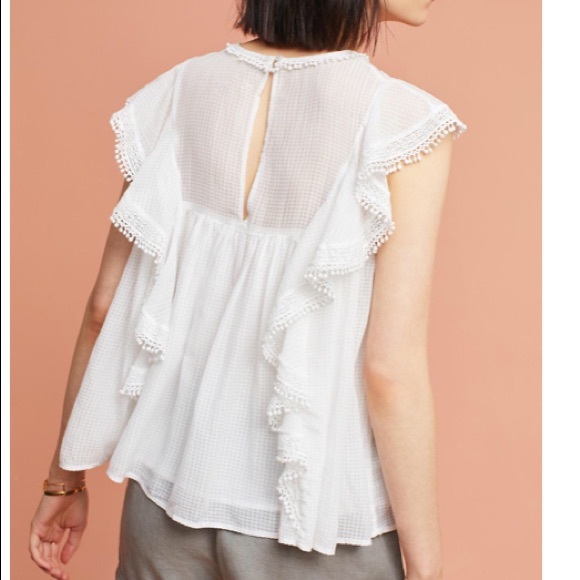 |SOLD|NWT Maeve Anthropologie Callie Ruffled Top L - Picture 2 of 8